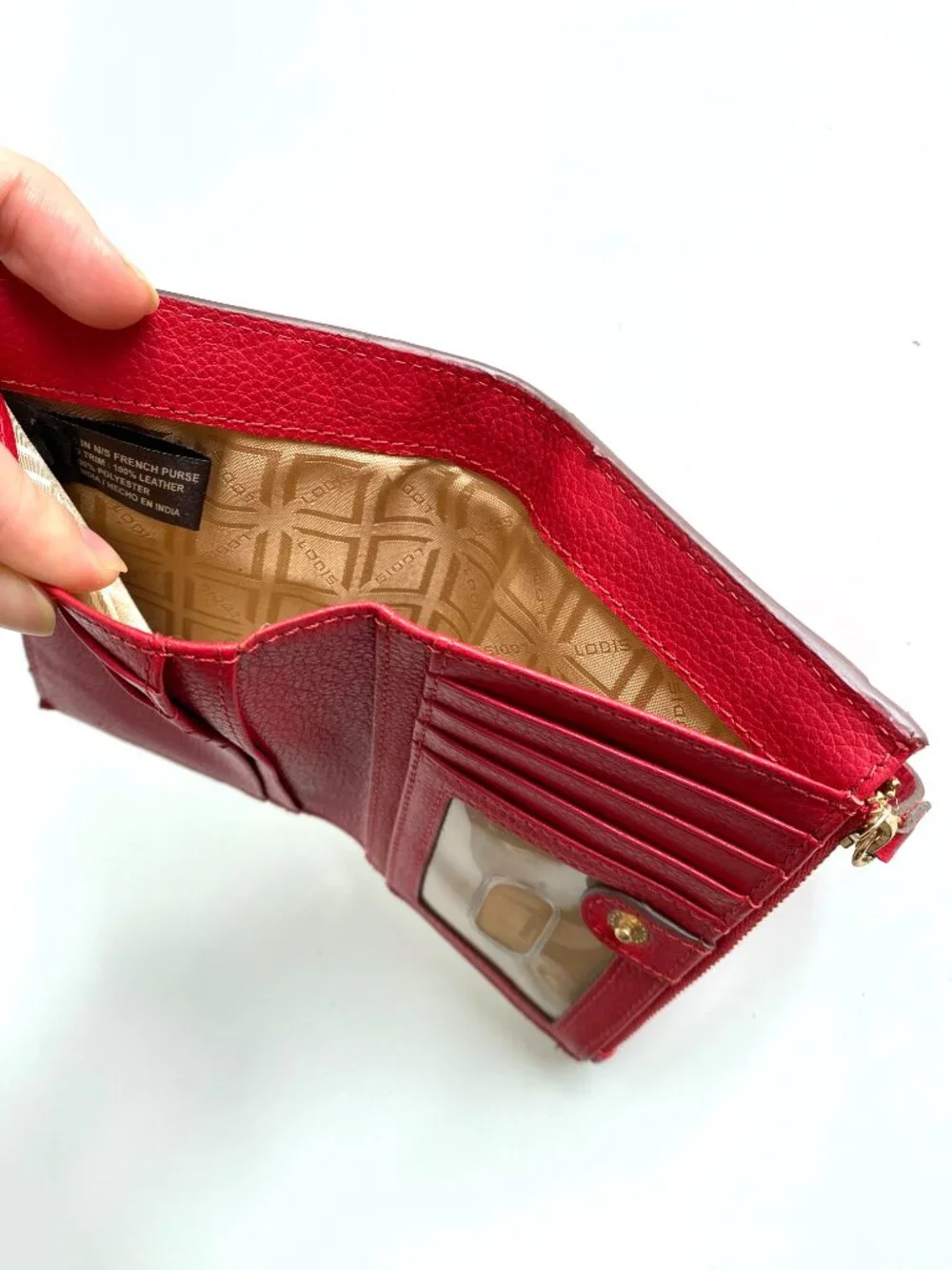 LODIS Rope Me in North or South French Leather Purse Red Wallet